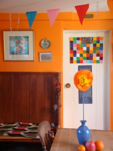 Fun makes for a dark evening; tissue paper flower and bunting!